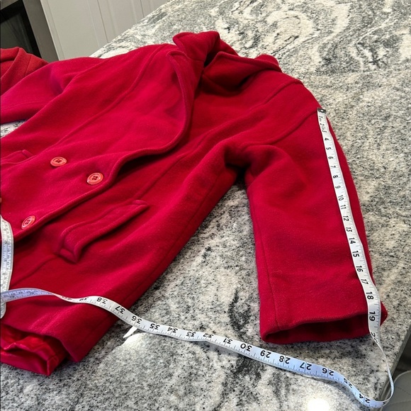 Elegant Scarlet Double-Breasted Pea Coat - Picture 7 of 12